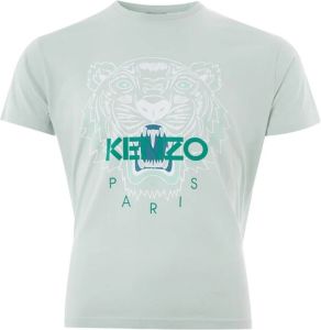 Kenzo Lichtgroen katoenen T-shirt met tijgerprint Groen Heren