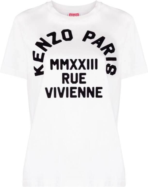 Kenzo Logo-Bedrukt Katoenen T-Shirt voor Vrouwen Wit Dames