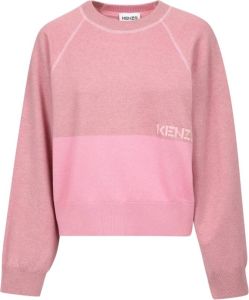Kenzo Logo Embroidered Cropped Sweatshirt Roze Dames