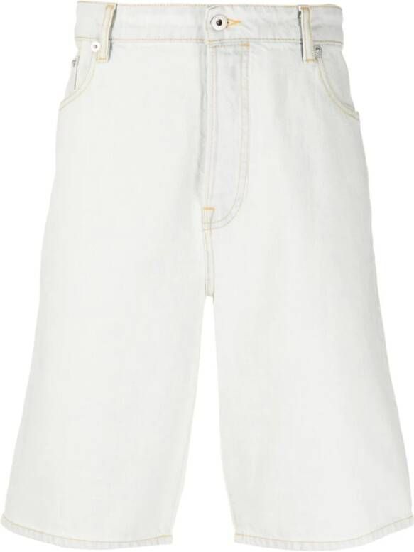 Kenzo Logo-geborduurde denim shorts White Heren