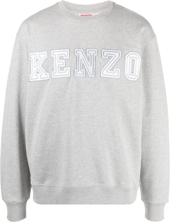 Kenzo Logo-geborduurde Grijze Katoenen Sweater Grijs Heren