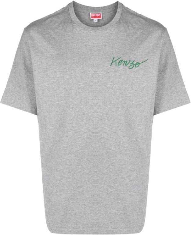 Kenzo Logo-Print Katoenen T-Shirt in Ash Grey Grijs Heren