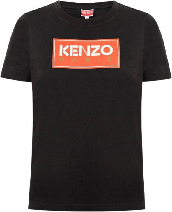 Kenzo Logo Print Katoenen T-Shirt Zwart Dames