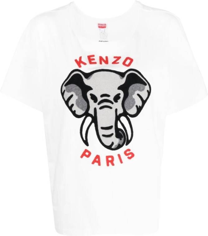 Kenzo Logo-print Korte Mouw T-shirt voor Dames Wit Dames