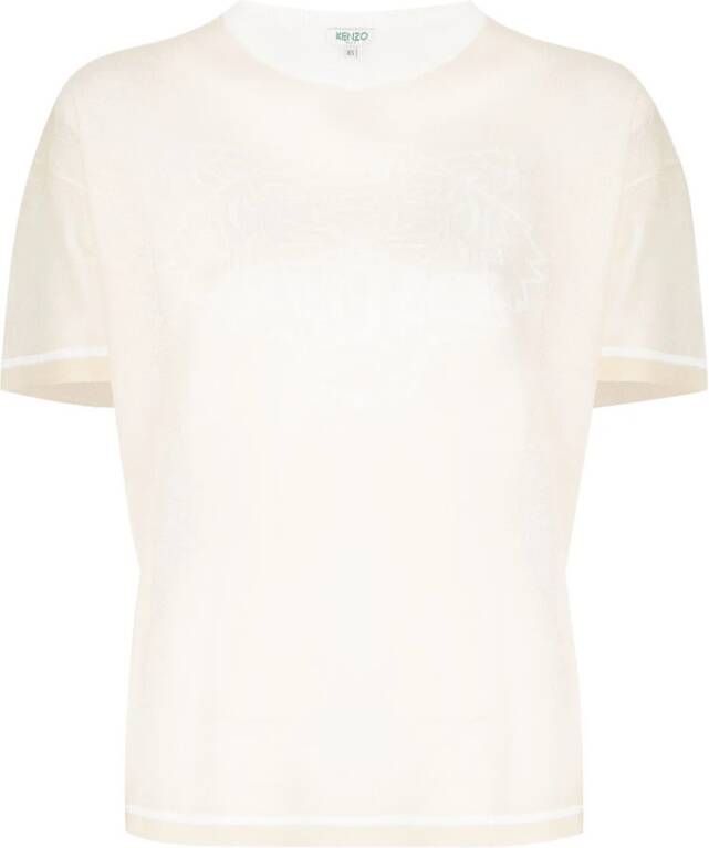 Kenzo Mesh Gebreid Tiger Logo T-Shirt White Dames