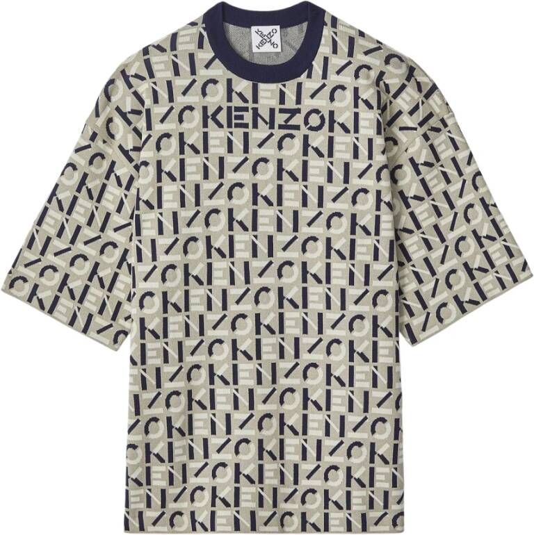 Kenzo Monogram gebreide t-shirt Beige Heren