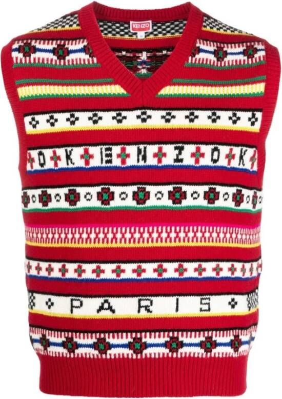 Kenzo Mouwloze Gebreide Polo Rood Heren
