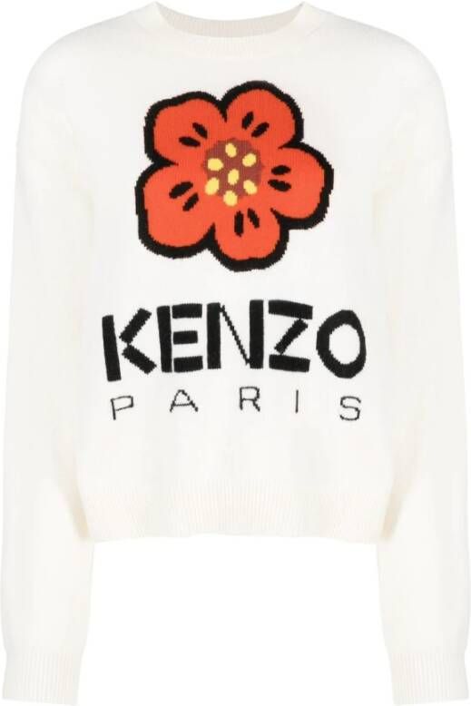 Kenzo Off-White Boke Flower Jacquard Sweater Wit Dames