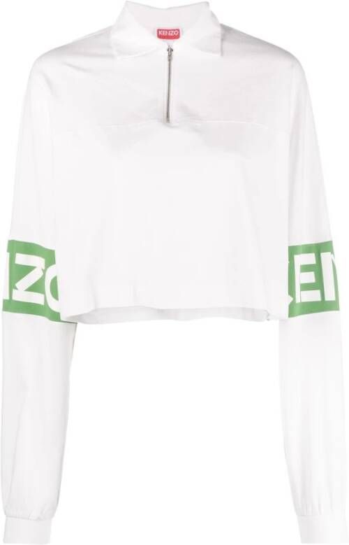 Kenzo Off White Cropped Longsleeve T-Shirt White Dames