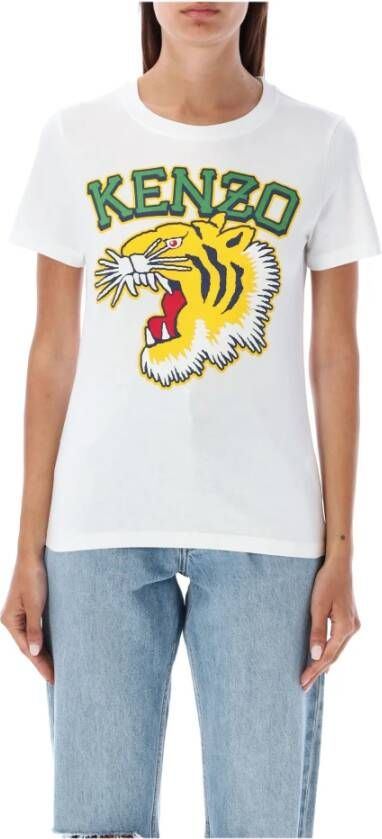 Kenzo Off White Tiger Print T-Shirt Wit Dames
