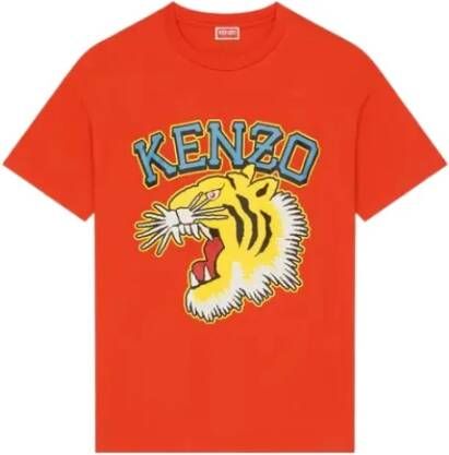 Kenzo Oversized T-shirt met Tiger Varsity Print Oranje Heren