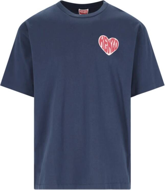 Kenzo Blauwe T-shirts en Polos met Oversized Heart Logo Blauw Heren