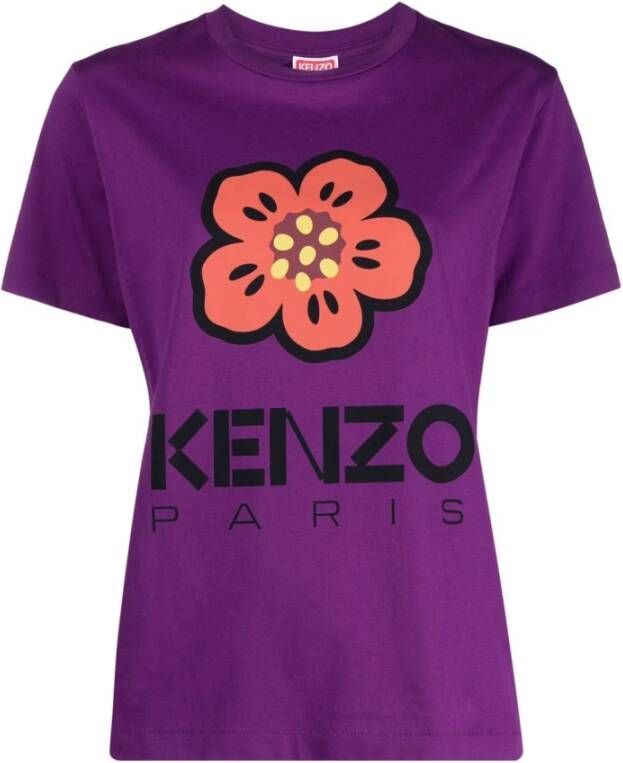 Kenzo Paars Bloemenprint T-Shirt Purple Dames