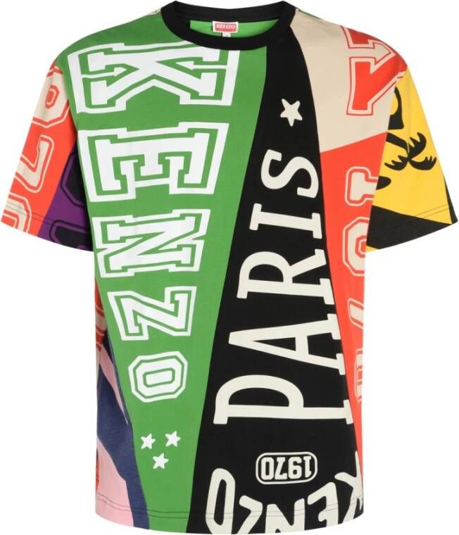 Kenzo Patchwork Katoenen T-Shirt voor Heren Zwart Heren