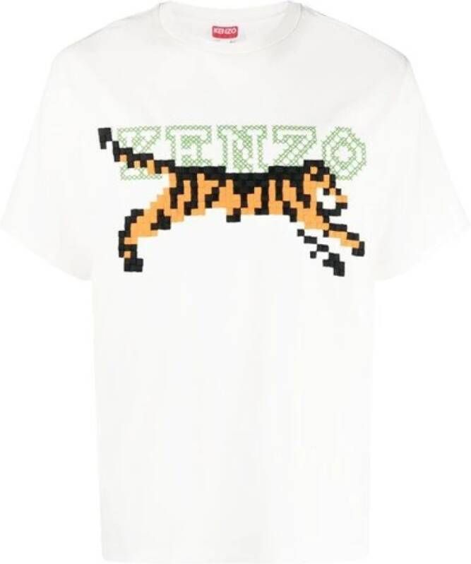 Kenzo Pixel Print Heren T-shirt Beige Heren