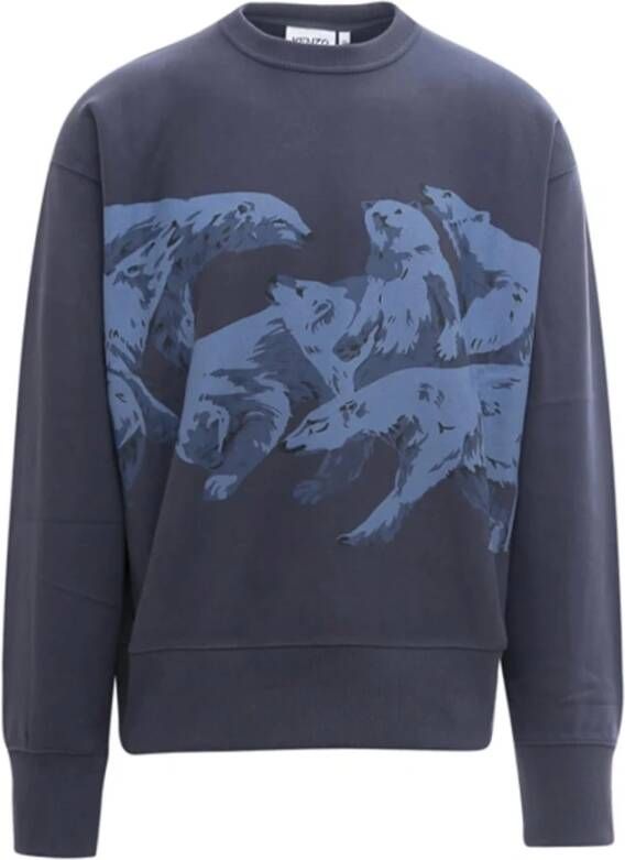 Kenzo Polar Bear-Print Katoenen Sweatshirt Blauw Heren