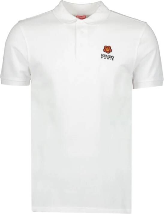 Kenzo Klassiek Poloshirt met Boke Flower Logo White Heren
