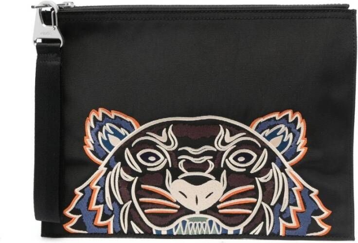 Kenzo Pochettes Large Clutch Embroidered Logo in black