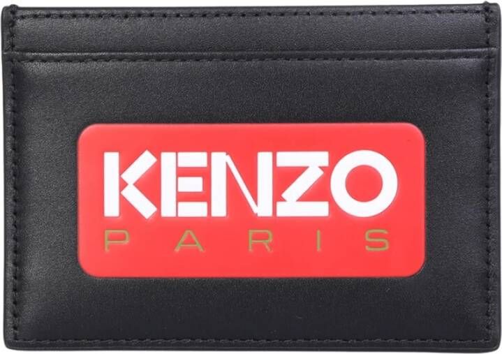 Kenzo Logo-Patch Leren Kaarthouder Zwart Heren