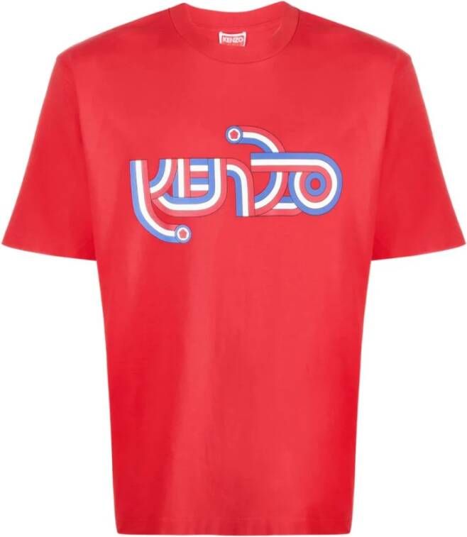 Kenzo Rode Katoenen Ronde Hals Logo T-shirt Rood Heren