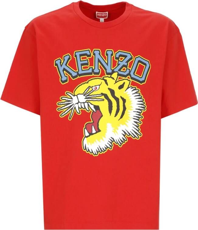 Kenzo Rode Tijgerprint T-shirt voor Mannen Rood Heren