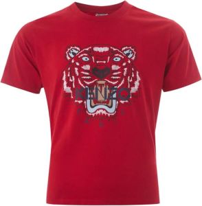 Kenzo Rood Tiger Print Katoenen T-Shirt Rood Heren