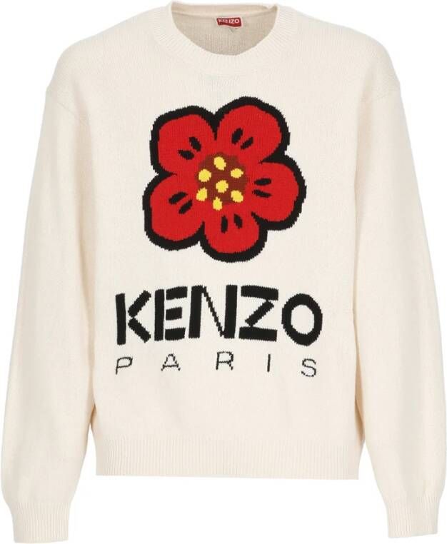 Kenzo Witte Oversized Katoenmix Pullover Wit Heren