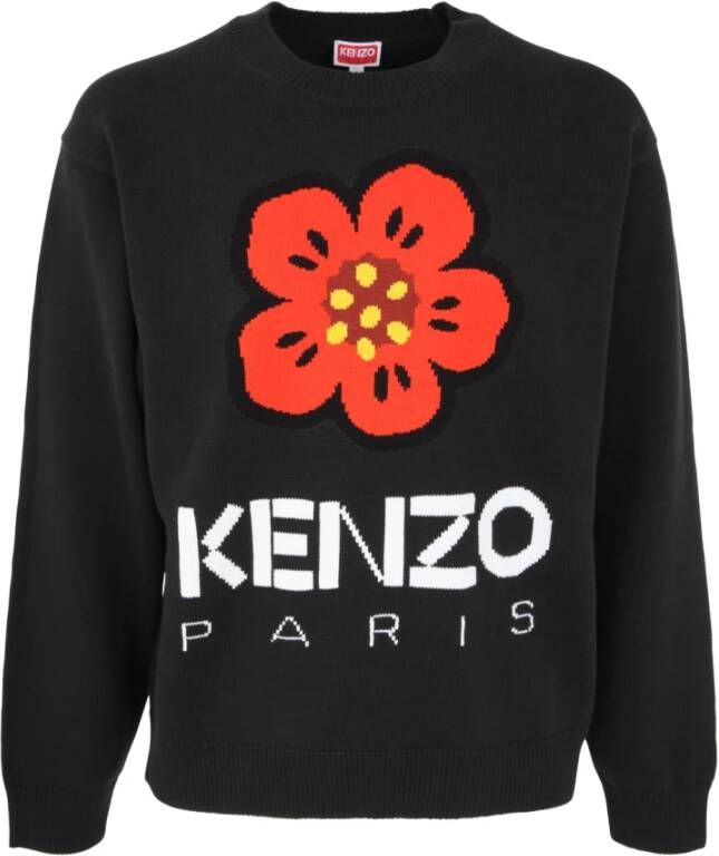 Kenzo Zwart Crewneck Sweatshirt met Bloemenlogo Black Heren