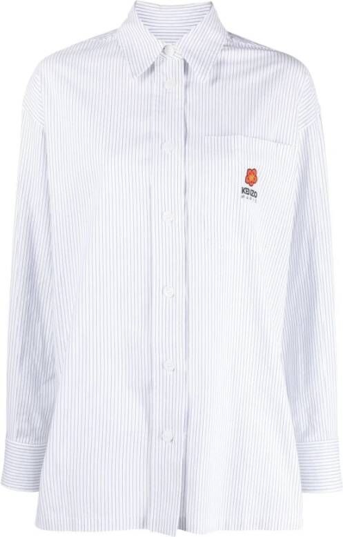 Kenzo Gestreept wit overhemd met geborduurde 'Boke Flower' White Dames
