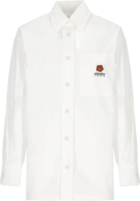 Kenzo Witte Katoenen Overhemd met Kraag en Lange Mouwen White Dames