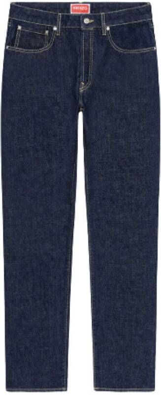 Kenzo Slim Fit Donkerblauwe Jeans met Contrasterend Logo Blauw Heren