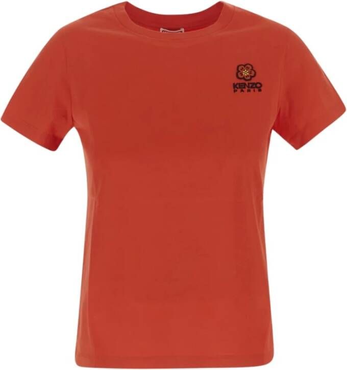 Kenzo Stijlvol Logo Borduurwerk T-Shirt Rood Dames