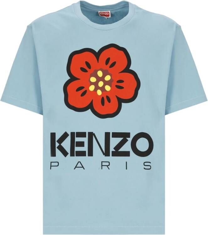 Kenzo Stijlvolle Boke Flower Print Katoenen T-shirt voor Heren Blauw Heren