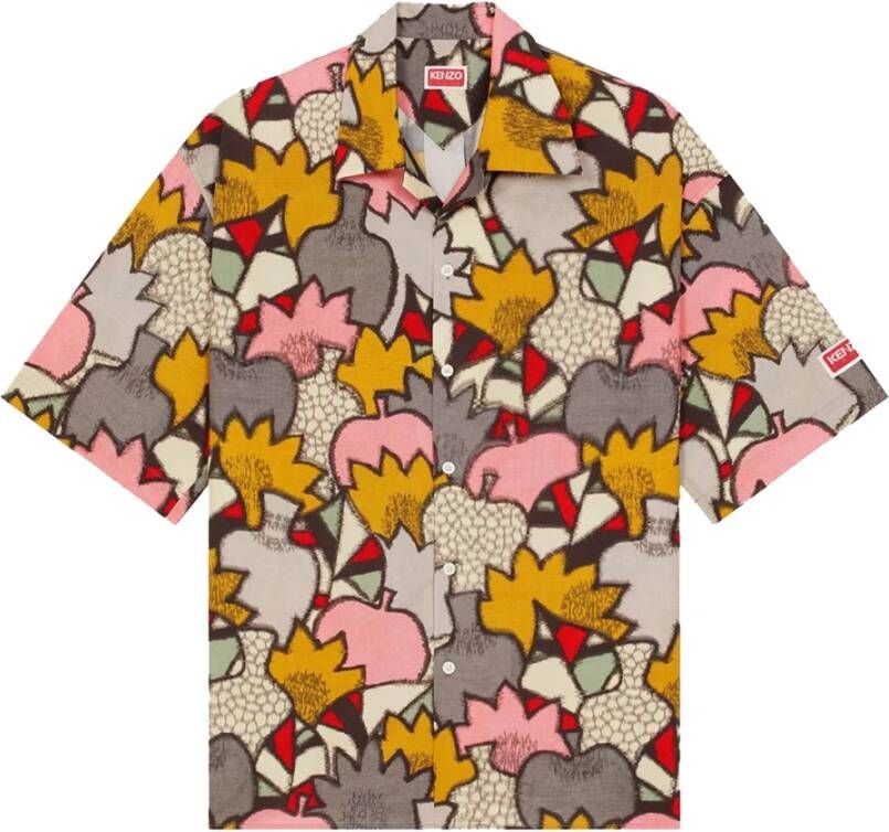 Kenzo Stijlvolle Kimono Camo Hawaiian Shirt Meerkleurig Heren