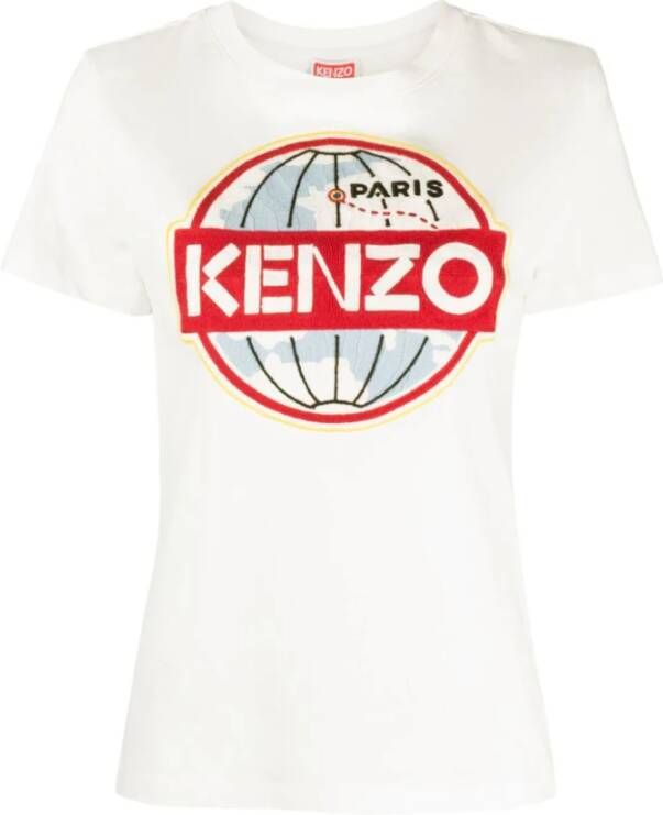 Kenzo Witte T-shirts en Polos met Geborduurd Insigne White Dames