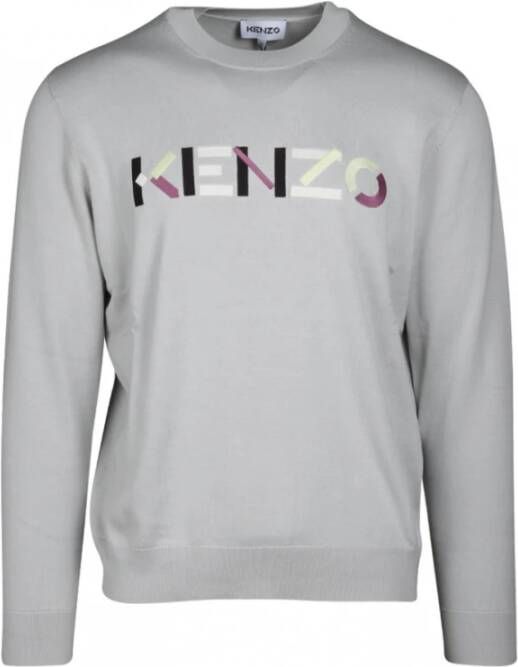 Kenzo Stijlvolle Logo-Geborduurde Pullover Grijs Heren