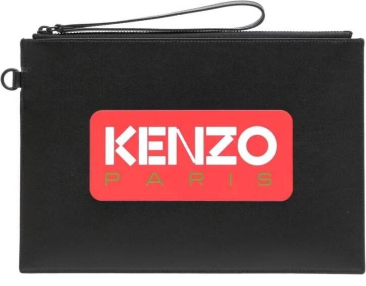 Kenzo Stijlvolle Logo-Print Clutch Tas Zwart Dames