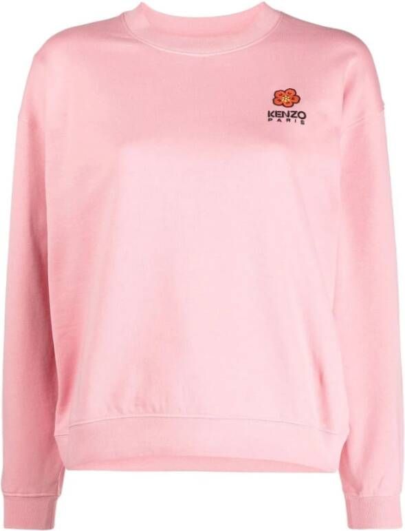 Kenzo Stijlvolle Roze Geborduurde-Logo Katoenen Sweatshirt Roze Dames
