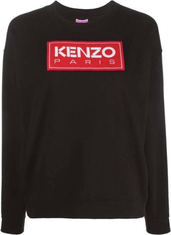 Kenzo Stijlvolle Zwarte Sweatshirt met Geborduurd Embleem Zwart Dames