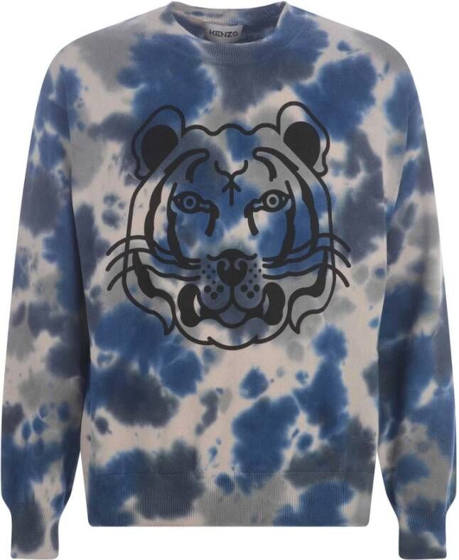 Kenzo Stoere Tiger Print Sweater Grijs Heren
