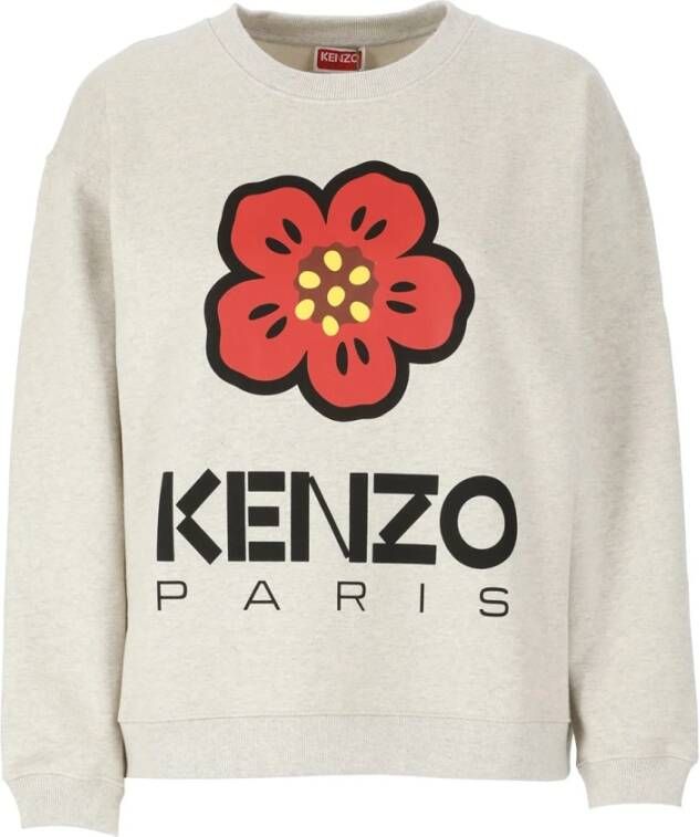 Kenzo Grijze Sweatshirt met Logo-Print en Bloe motief Gray
