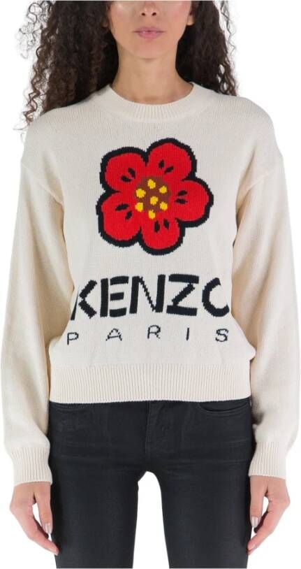 Kenzo Comfortabele en stijlvolle trui met ronde hals Wit Dames