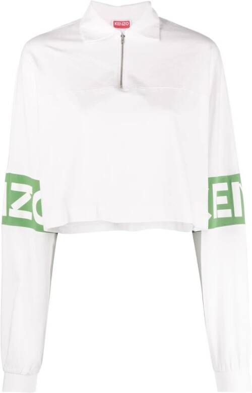Kenzo Streetwear Logo Polo Sweatshirt White Dames