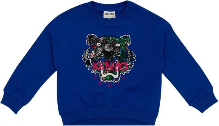 Kenzo Kids Sweater met geborduurde tijgerkop Blauw