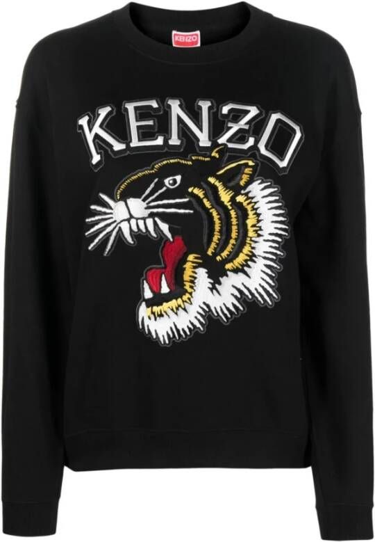 Kenzo Sweatshirt met Jungle Borduursel en Tijgerhoofd Motief Black Dames