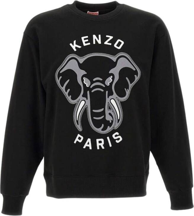 Kenzo Zwart Sweatshirt met Olifantenprint Black Heren