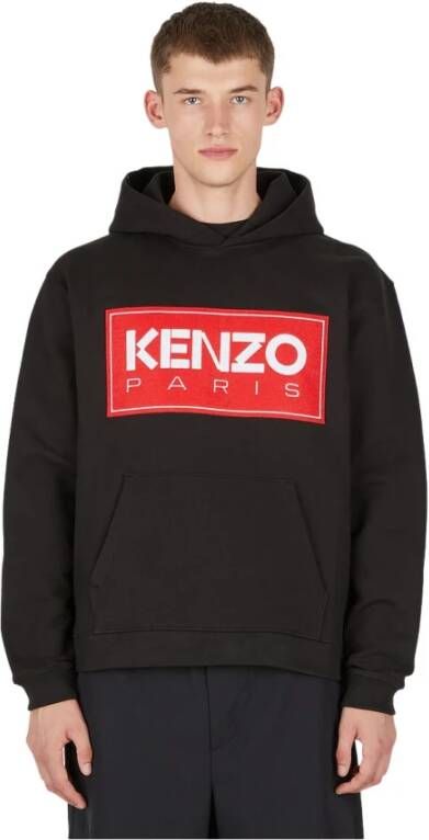 Kenzo Zwarte Katoenen Sweatshirt met Capuchon en Logo Print Black Heren