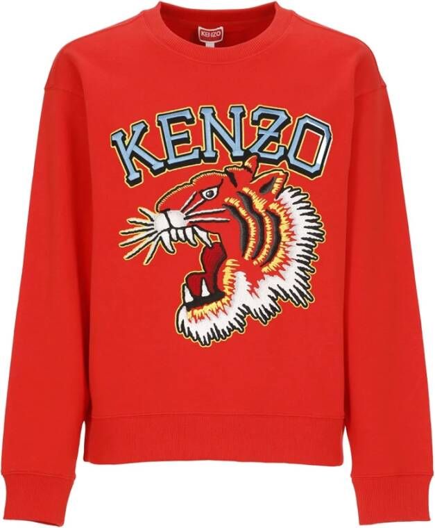 Kenzo Rode katoenen sweatshirt met tijgerprint voor heren Rood Heren