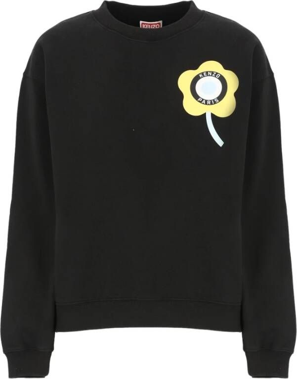 Kenzo Zwarte Katoenen Sweatshirt met Contrasterende Print Black Dames