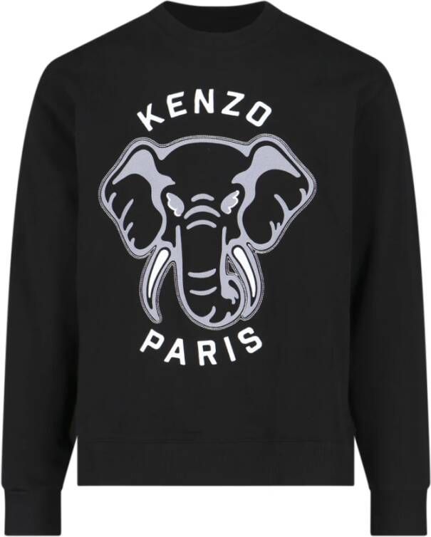 Kenzo Zwart Sweatshirt met Olifantenprint Zwart Heren